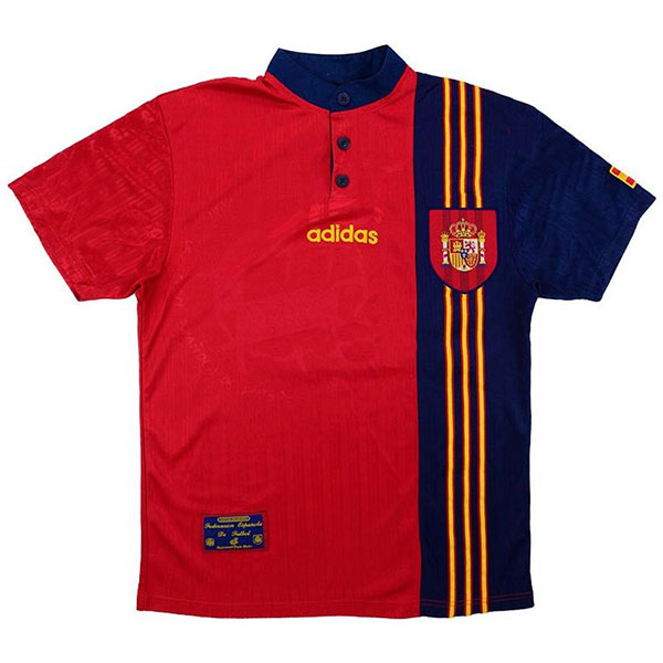 Spain home retro jersey soccer uniform men's first football tops shirt 1996-1998